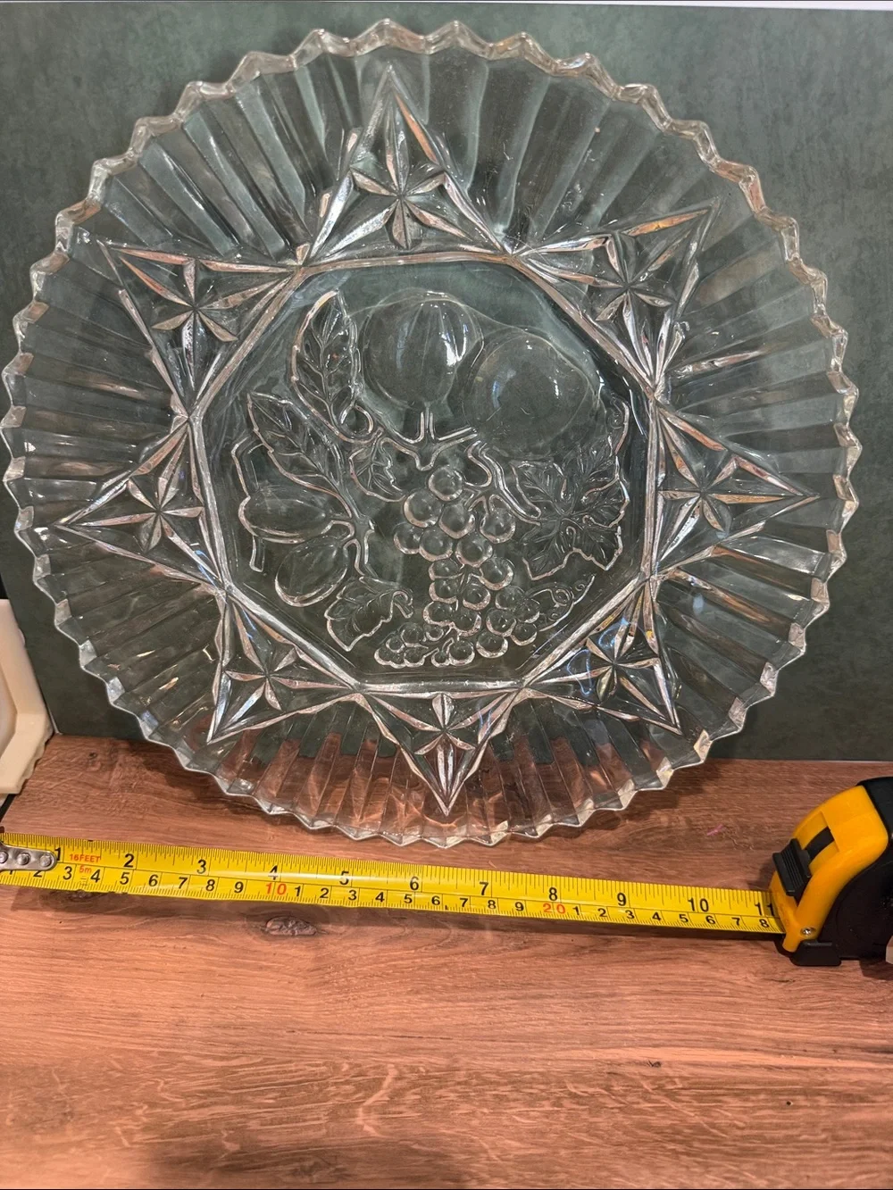 Clear Pressed Glass Fruit Medallion Serving Plate
